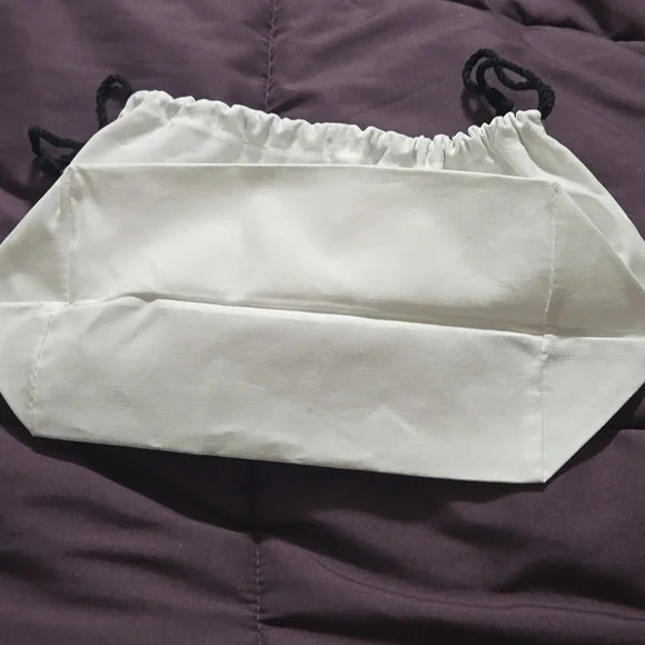 CHANEL White Dust Bag with Black Drawstring - Picture 5 of 5